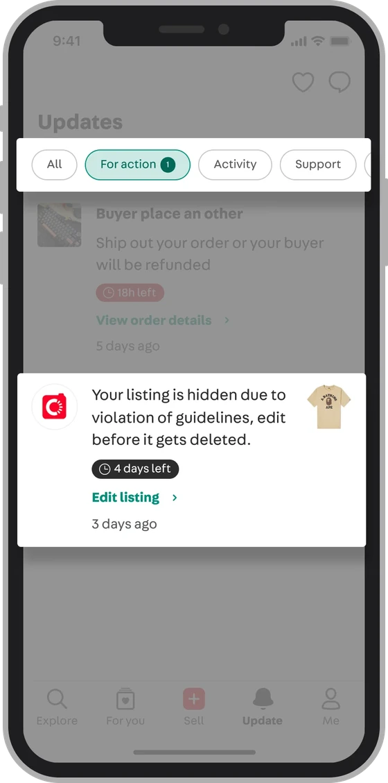 Urgent items on top, with a countdown