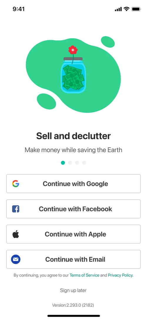 Sign-up options