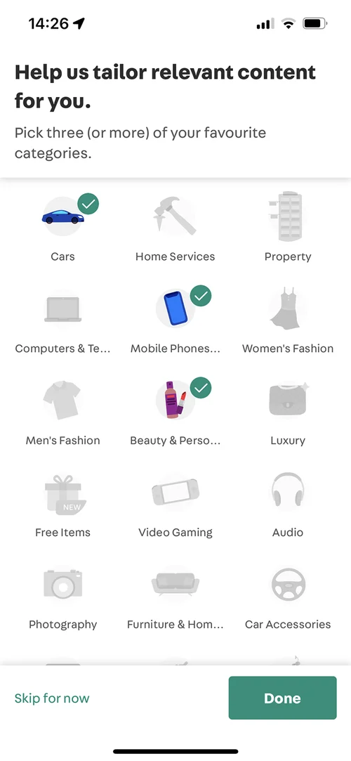 Pick interests