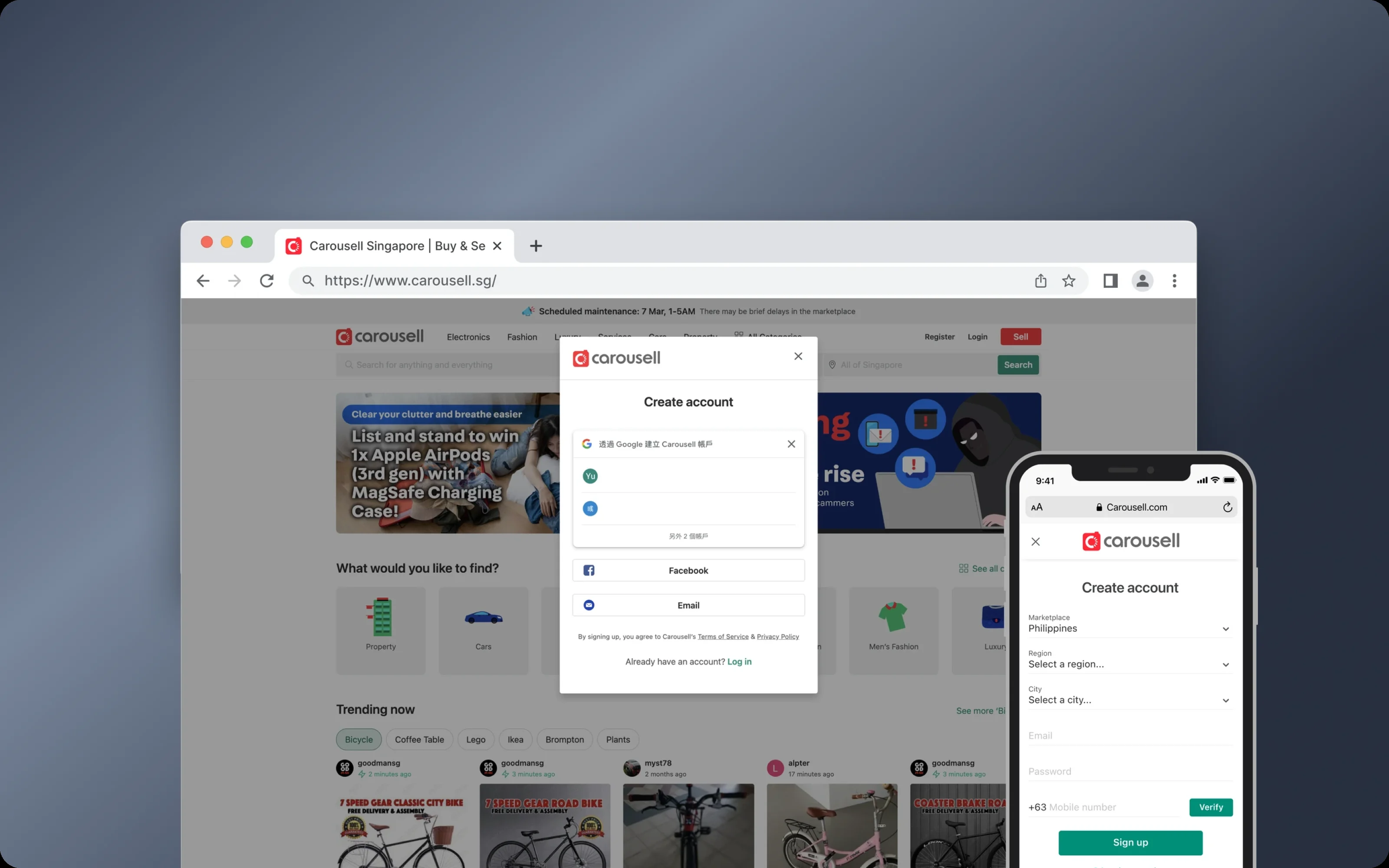 Sign-up on web, desktop and mobile