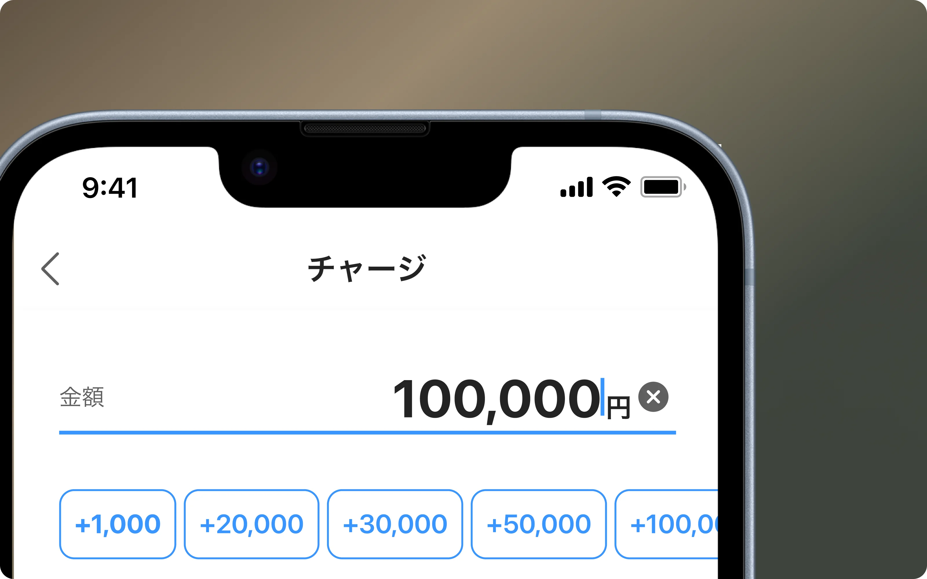 A clear button in the amount field